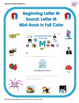 Preview of Beginning M Sound: Letter M Mini-Book: Full Color
