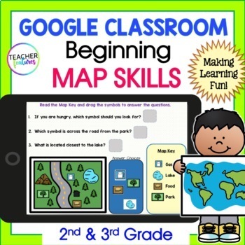 Preview of MAP SKILLS & GEOGRAPHY Vocabulary Activities 2nd 3rd Grade GOOGLE SLIDES & EASEL