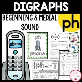 Preview of Beginning & Medial PH Digraph Phonics Posters, Activities, and Worksheets