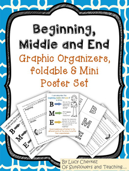 Preview of Beginning, Middle and End Graphic Organizer, Foldable and Mini Poster Set