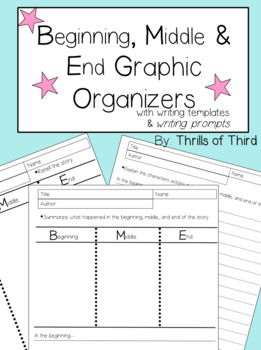 Preview of Beginning, Middle, and End Graphic Organizers with Writing Prompts