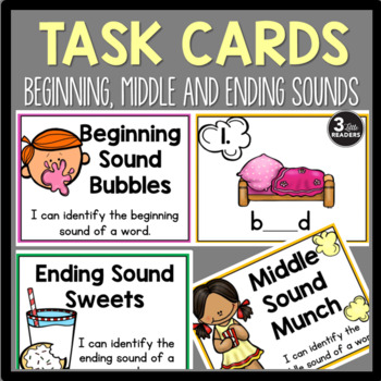 Preview of Beginning, Middle and Ending Sounds Task Cards
