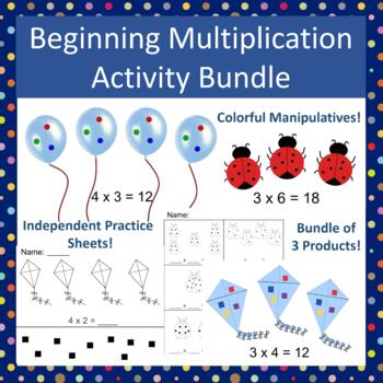 Preview of Beginning Multiplication Activity Bundle - Manipulatives & Independent Packets