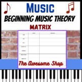 Beginning Music Theory Note Matrix For Middle and High School