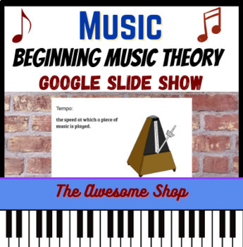 Preview of Beginning Music Theory Vocabulary Slide Show Editable  Band Choir Middle / High 