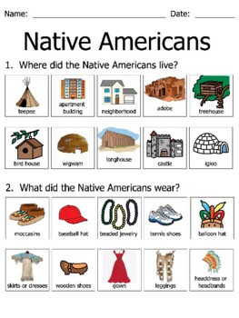 Preview of Beginning Native Americans Quiz/Test