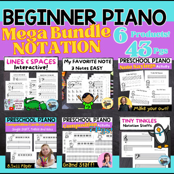 Preview of PIANO Beginner Notation MEGA BUNDLE