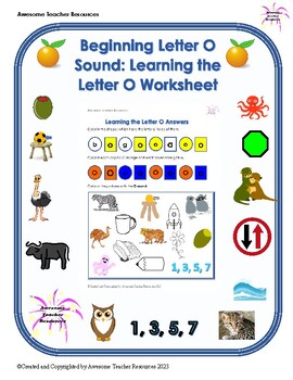 beginning o sound learning the letter o worksheet by awesome teacher resources