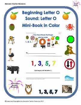 Preview of Beginning O Sound: Letter O Mini-Book: Full Color