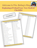 Beginning Of Year/ New Student Checklist