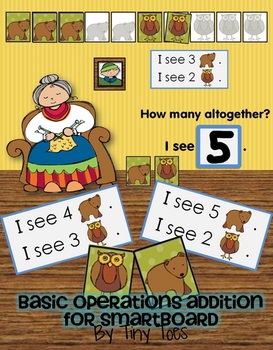 Preview of Beginning Operations - Addition - Smartboard Game - Winter Bear/Owl Theme