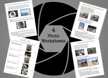 Preview of Beginning Photography Bundle of 4 activites - Great for virtual or sub plan
