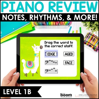 Preview of Beginning Piano Music Boom™ Cards for Level 1 Piano Lessons Set 1B