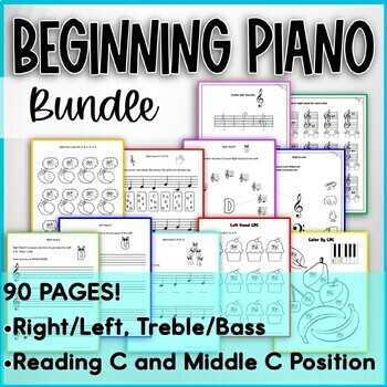 Preview of Beginning Piano BUNDLE: Reading & Naming Notes on the Staff - Middle C and C Pos