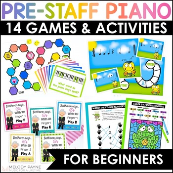 Preview of MEGA BUNDLE of 14 Beginning Piano Games, Activities, & Music Worksheets