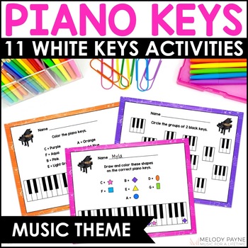 Preview of Beginning Piano Keys Worksheets for Music Students - Piano Keys Are A Breeze!
