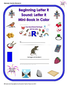 Preview of Beginning R Sound: Letter R Mini-Book: Full Color