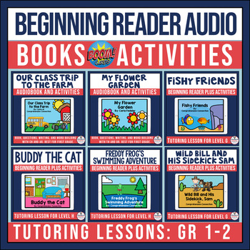 Preview of Beginning Reader Audio Books and Activities Boom Card Bundle 