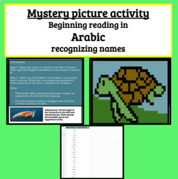 Preview of Beginning Reading in Arabic Recognizing Common Names Mystery Picture Digital Art