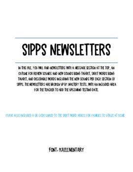 Preview of Beginning SIPPS Newsletters by Mastery Test