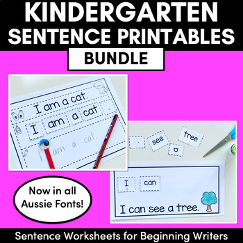 Preview of Kindergarten Sentences Worksheets | Print & Go BUNDLE