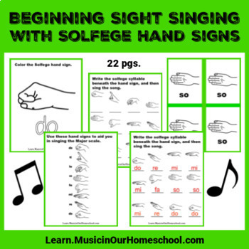 Preview of Beginning Sight Singing with Solfege Hand Signs printable set and flash cards