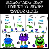 Beginning Sight Words Game I Have Who Has Freebie - Monster Theme