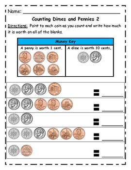 Beginning/ Simple Counting Money Worksheets Using New Coins by Danielle