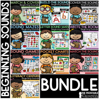 beginning sounds and letter sounds activities bundle by the printable princess