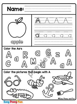 Beginning Sound Alphabet Worksheets, Trace, Letter of the Week, Review