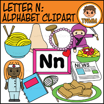 Preview of Beginning Sound Alphabet and Phonics Clip Art: Letter N [TWMM Clip Art]
