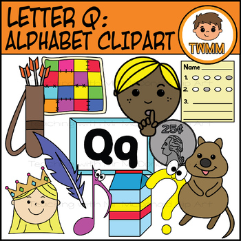Preview of Beginning Sound Alphabet and Phonics Clip Art: Letter Q [TWMM Clip Art]