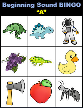 Beginning Sound BINGO A-Z by TK Brainies | TPT