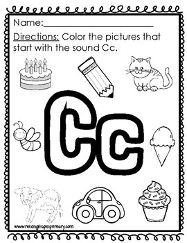 Beginning Sound Coloring Pages by Mixing it up in Primary | TPT