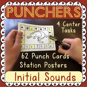 Preview of Beginning Sound: Hole Punch Task Cards - 4 Activities