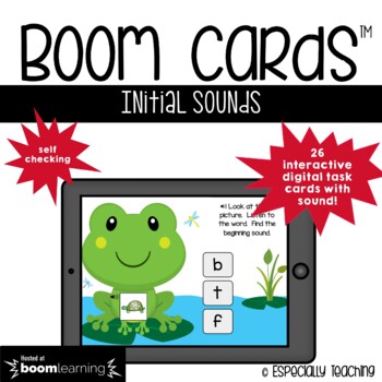 Preview of Beginning Sound Identification *BOOM CARDS* Frog Theme