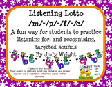 Beginning Sound Listening Lotto for /m/ /p/ /f/ and /c/
