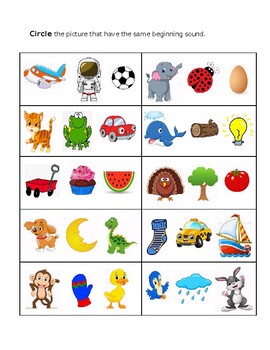 beginning sound matching worksheets by namhee beck tpt