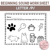 Beginning Sound P Worksheet /p/ Phoneme Isolation of Begin
