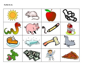 Beginning Sound Picture Sort (Pp Mm Ss Aa) by Heather Ruark | TpT