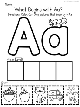 beginning sound picture sorts cut and glue worksheets