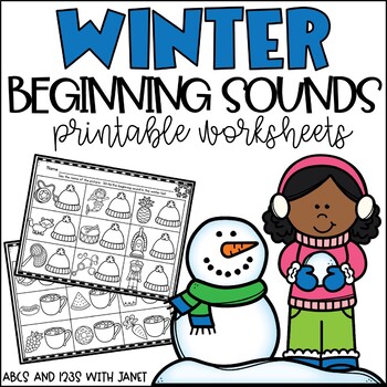 Preview of FREE Winter Beginning Sounds Worksheets