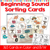 Beginning Sound Sorting Cards with Color and B/W