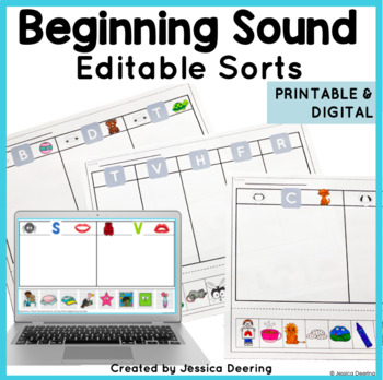 Preview of Beginning Sound Sorts | Editable