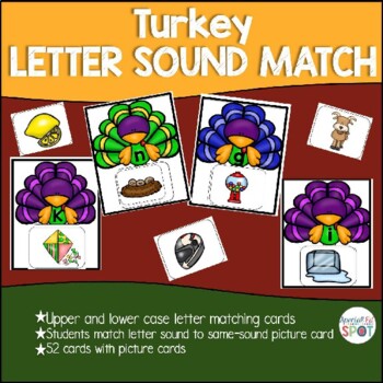 Preview of Beginning Letter Sound Turkey Matching