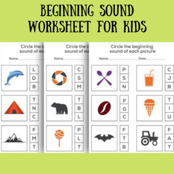 Preview of Beginning Sound Worksheet for Kids - basics of letter sounds and phonics