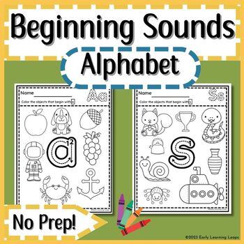 Beginning Sounds Phonics Worksheets | Alphabet Letters Coloring Activity