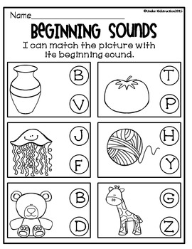 Beginning Sound Worksheets (Beginning Sound Centers) by Under Kidstruction