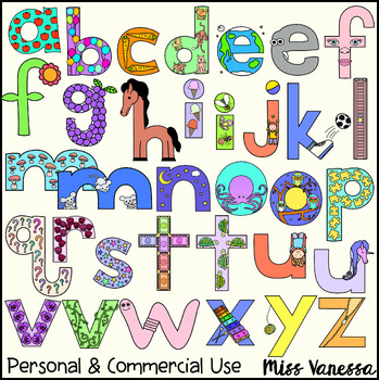 Letters of The Alphabet With Beginning Sounds Clipart Bundle by Miss ...