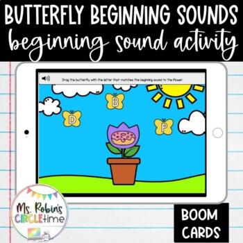 Preview of Beginning Sounds Activity | Butterfly Sounds | Boom Cards